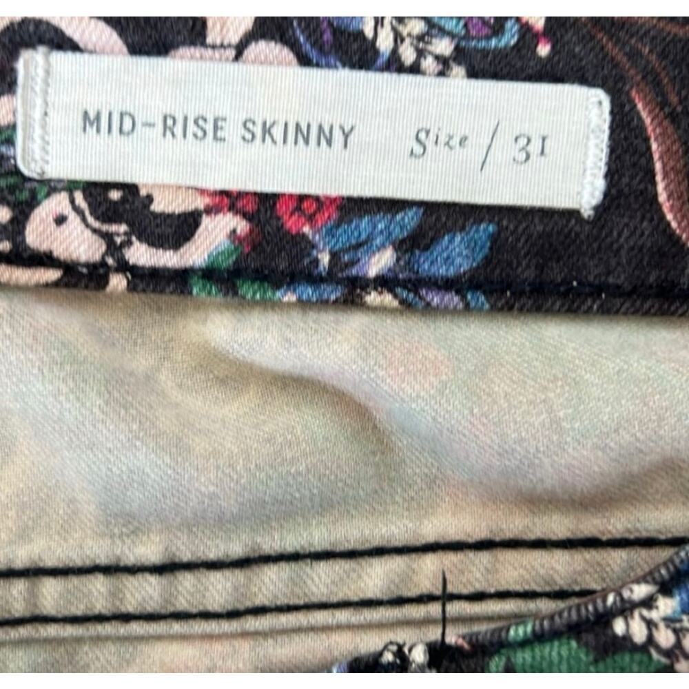 Anthropologie Pilcro Floral Skinny Jeans Black 31 Mid Rise - Picture 6 of 7